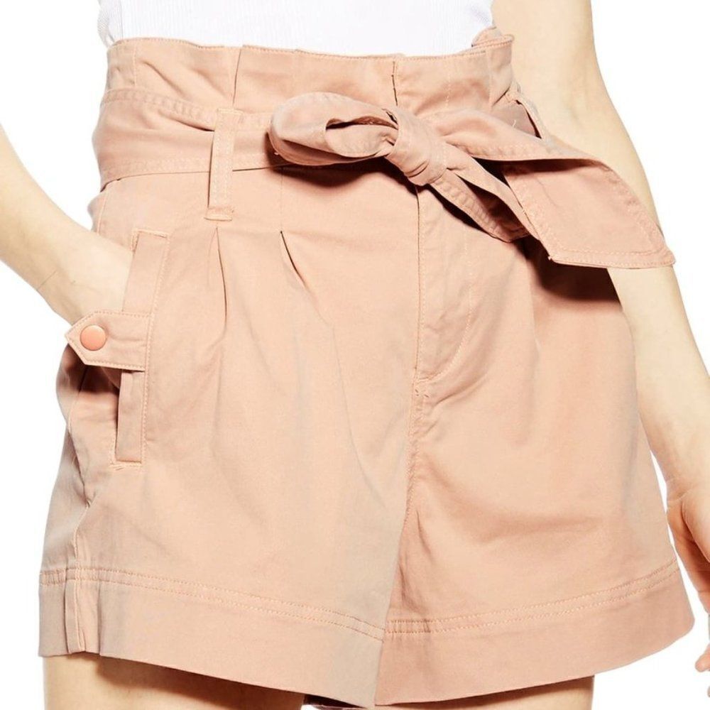 Topshop Paperbag Utility Shorts sz 12 in Nude